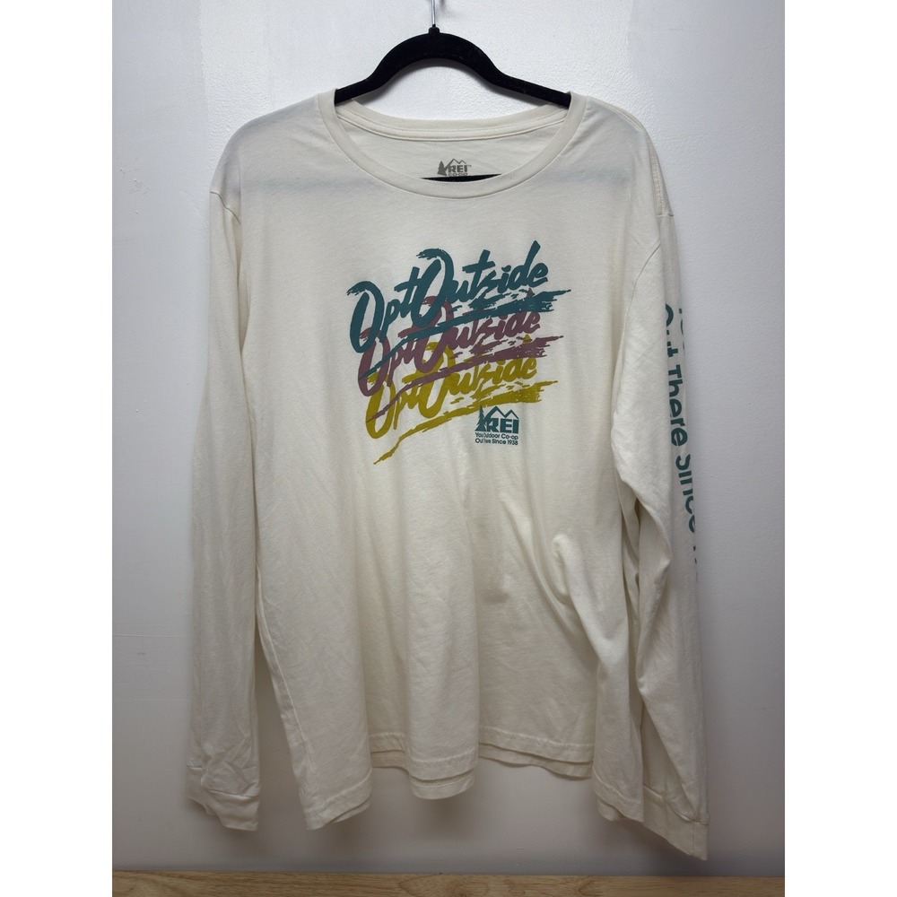 REI Coop Mens‎ Ivory Long Sleeve Graphic T-shirt XL "Your Outdoor Co Op" #51